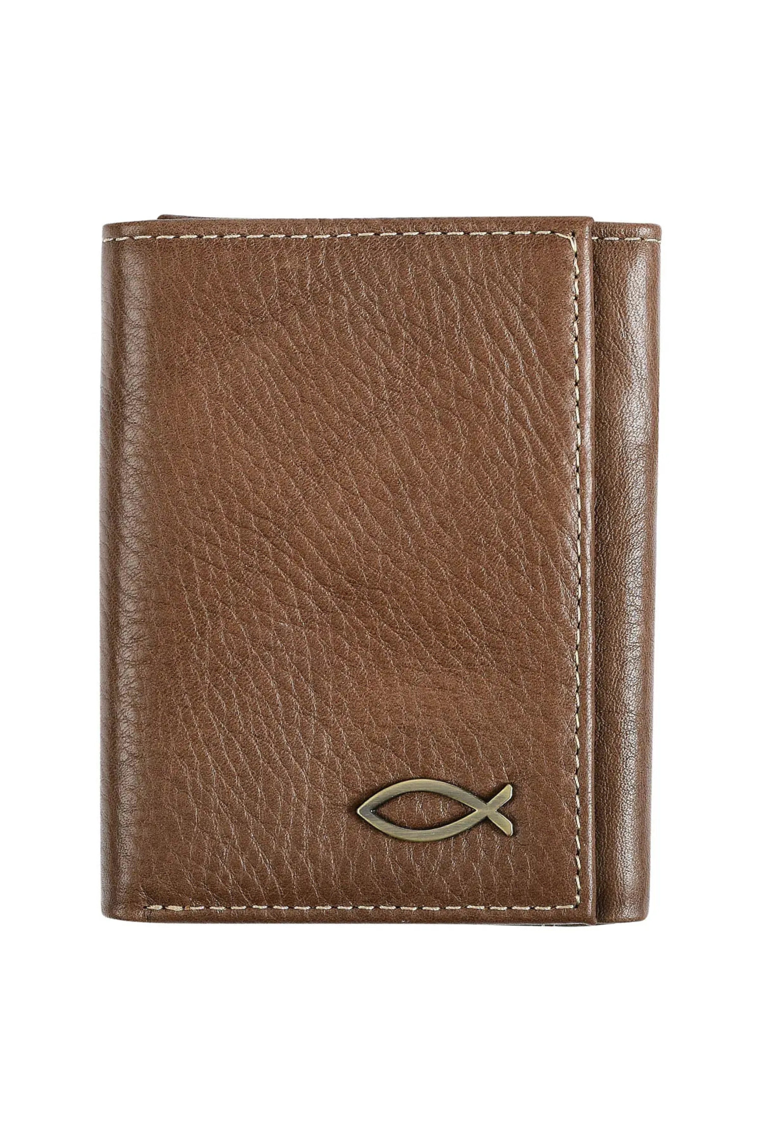 Leather Ichthus Wallet Badge