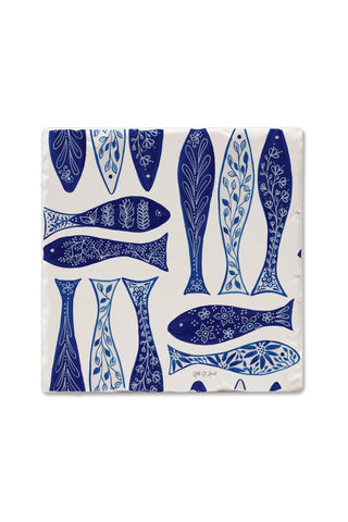 Blue Fish Tile Coaster
