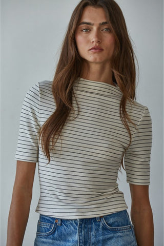 Stripe Mock Neck Top