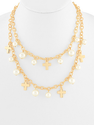 Cross & Pearl Dual Necklace