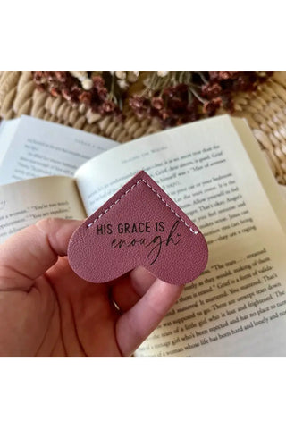 "His Grace" Leather Heart Bookmark Ear