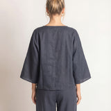Washed Linen Waist Tie Top
