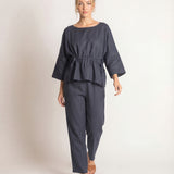 Washed Linen Waist Tie Top