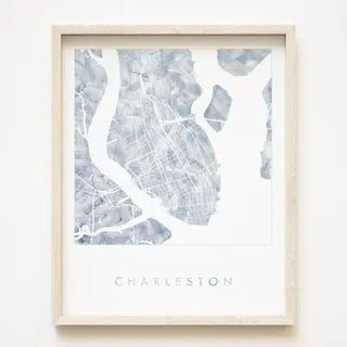 Charleston Watercolor Wash Map - Art Print