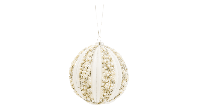 White Beaded Ball Ornament