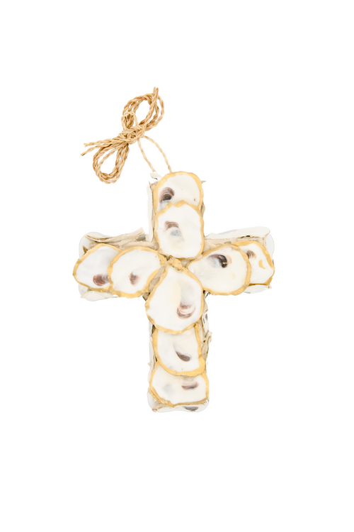 White Gold Oyster Cross Ornament
