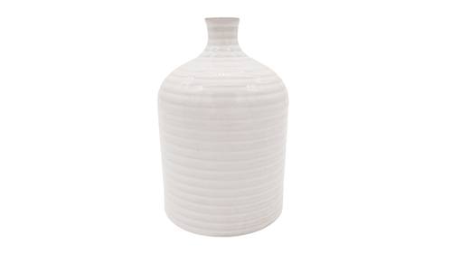 White Lined Ceramic Vase