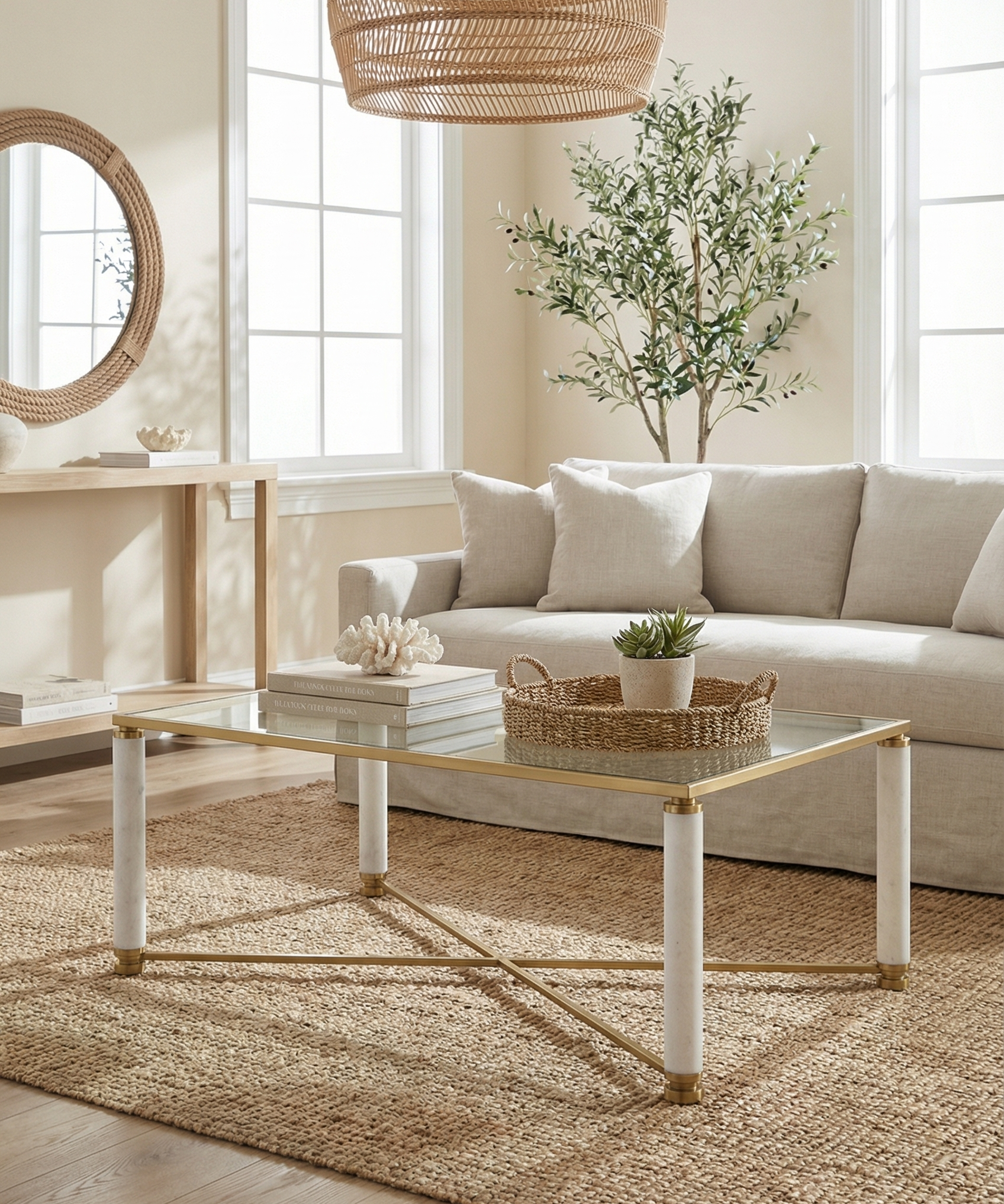The Piper Glass & Marble Coffee Table