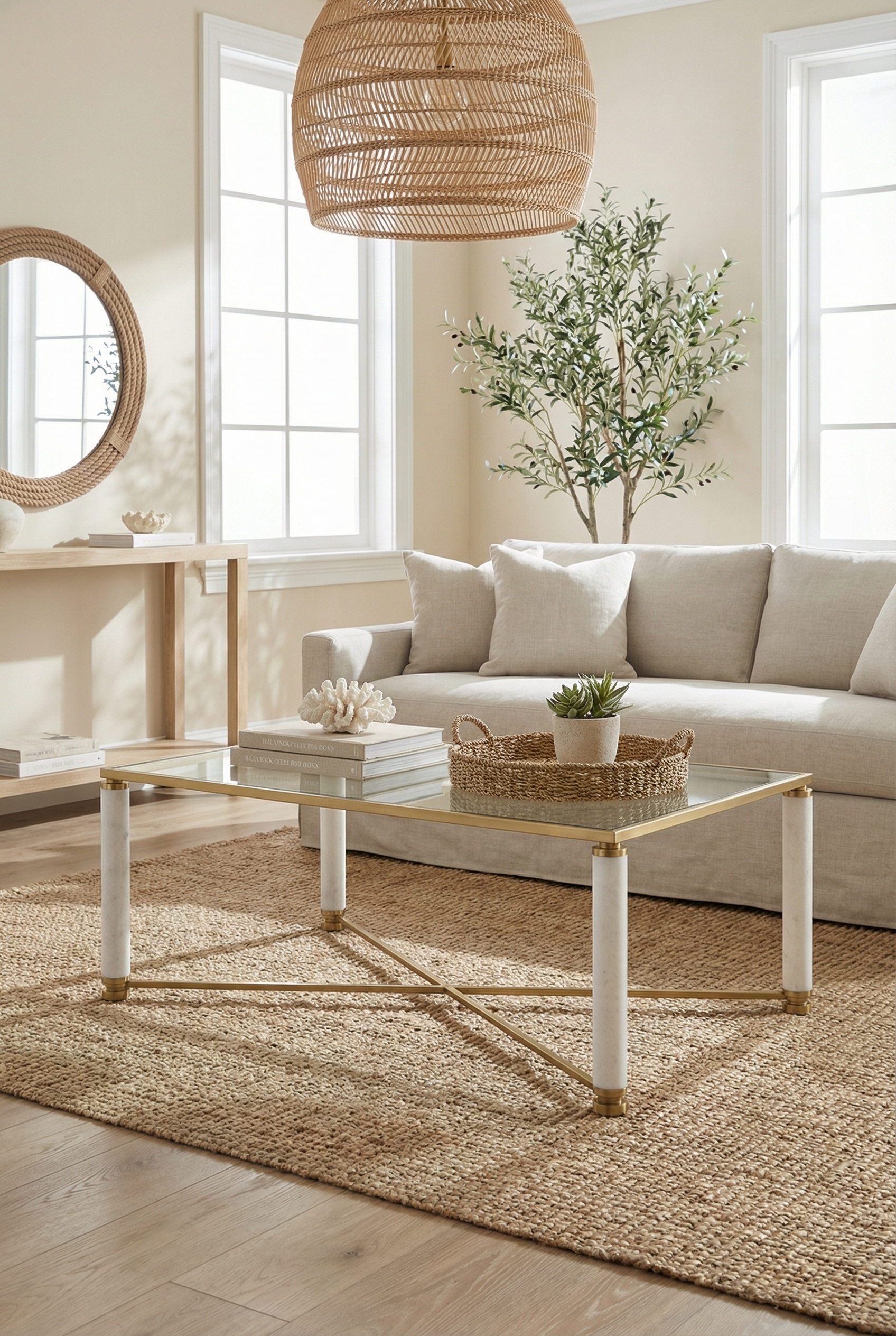 The Piper Glass & Marble Coffee Table