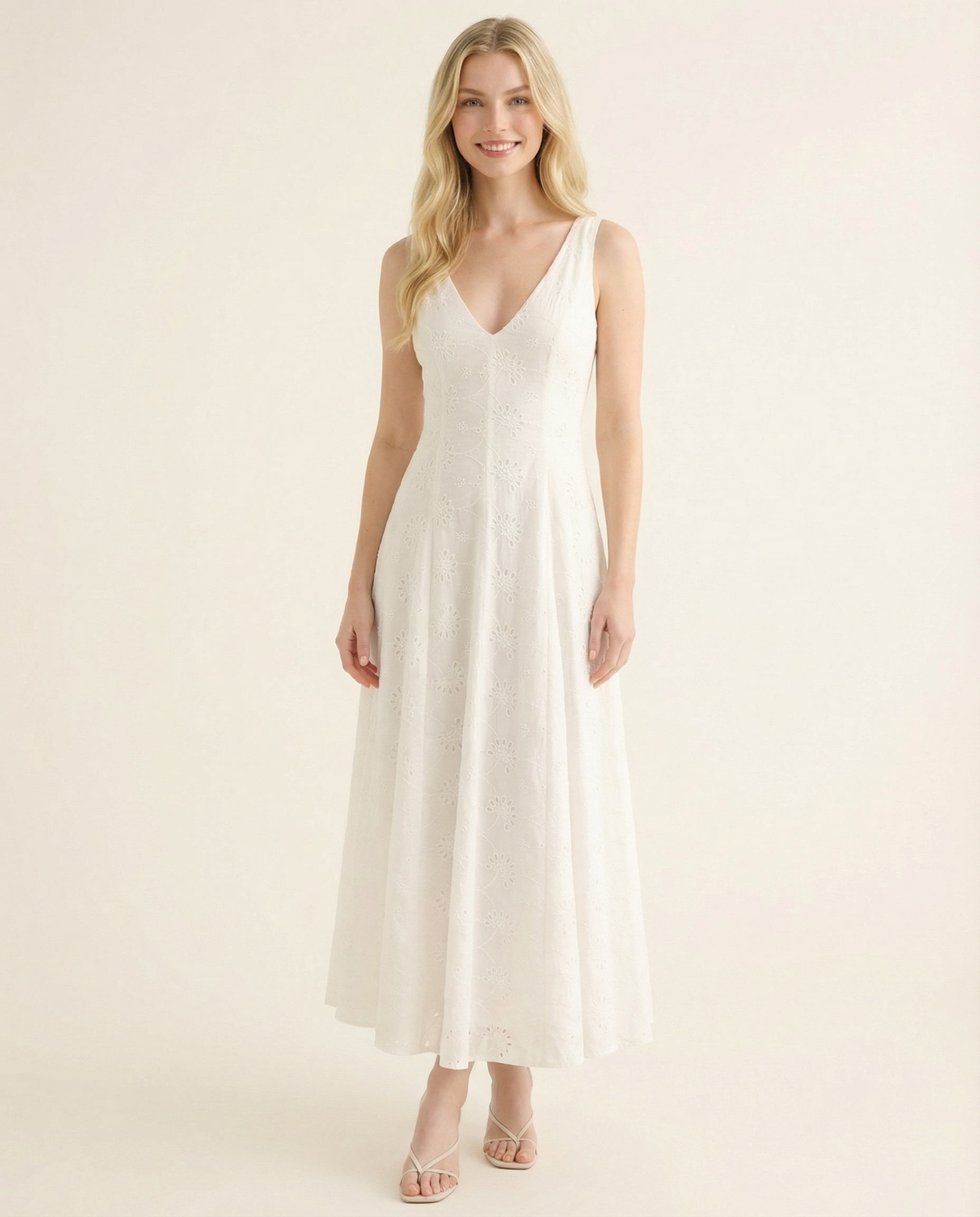 White Sands Eyelet Midi Dress