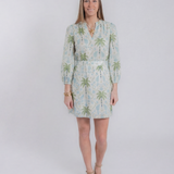 White Palm Long Sleeve Mini Dress