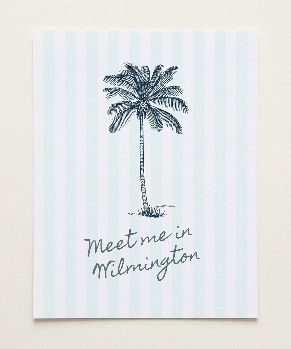 Wilmington Palm Tree Print Artwork – Coastal Tropical Wall Art Gift (detail view 2)