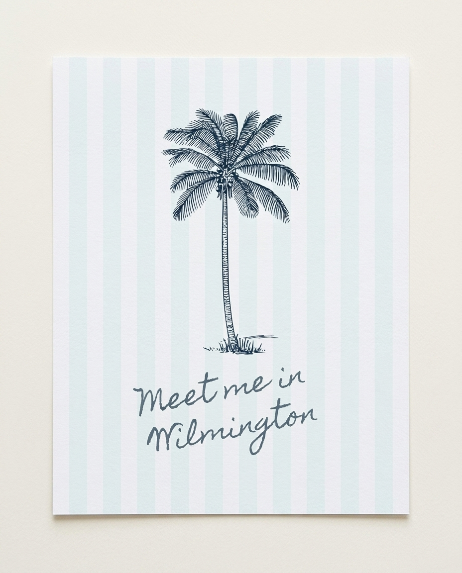 Wilmington Palm Tree Print Artwork – Coastal Tropical Wall Art Gift (detail view 2)