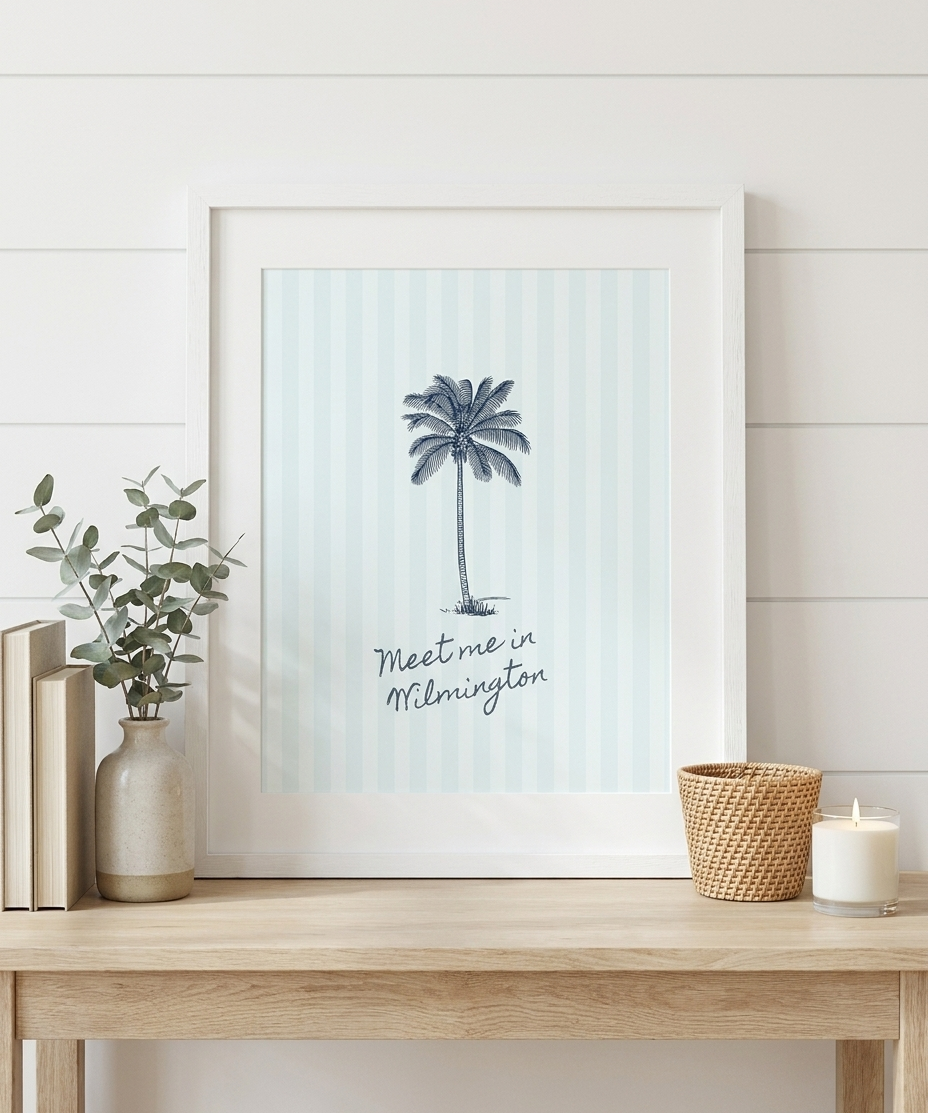 Wilmington Palm Tree Print Artwork – Coastal Tropical Wall Art Gift