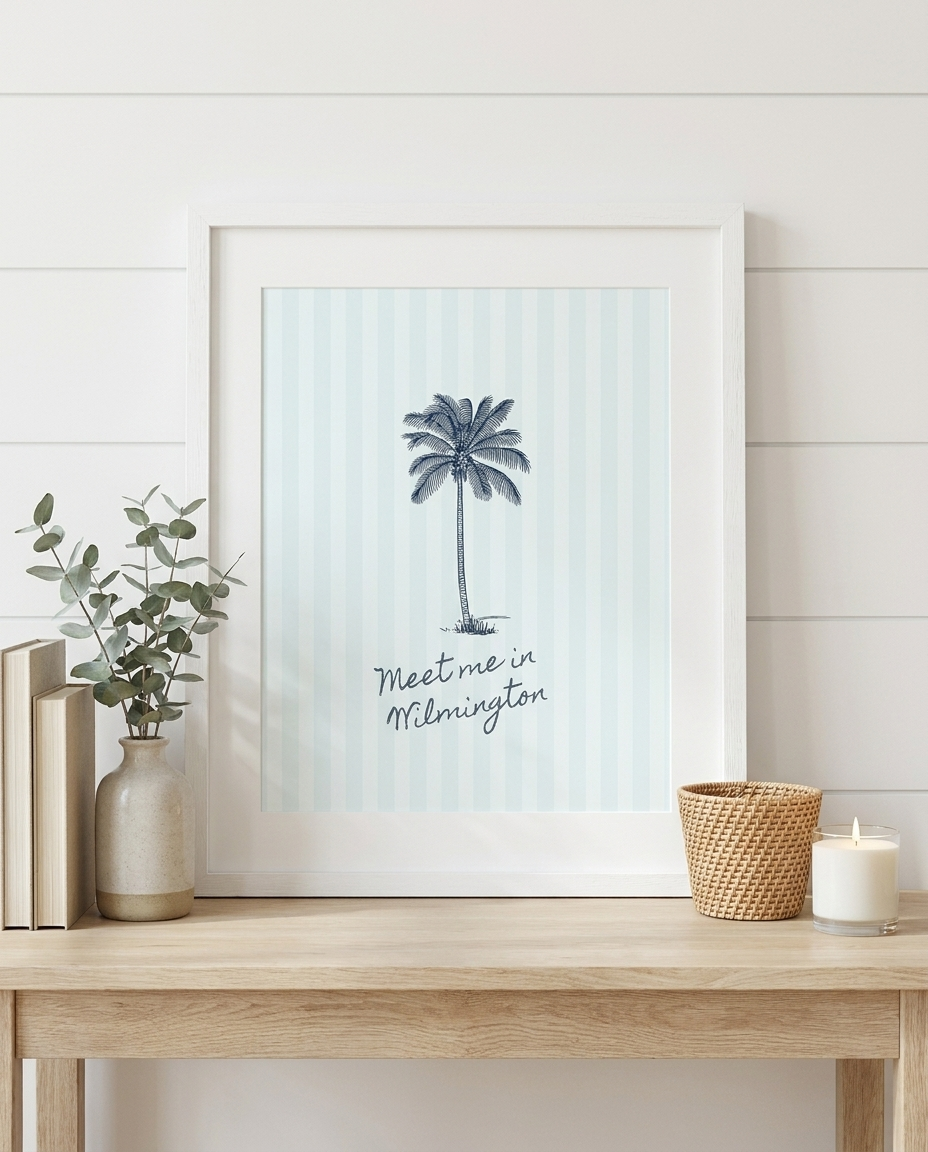 Wilmington Palm Tree Print Artwork – Coastal Tropical Wall Art Gift