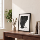 Wilmington NC Coastal Map Print - Black & White