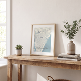 Wilmington NC Coastal Map Print - Blue
