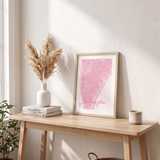 Wilmington NC Coastal Map Print - Pink