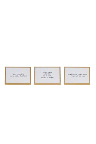 Three framed quotes on a white background