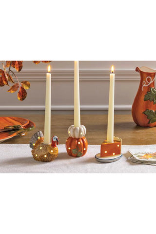 Pumpkin Pie Slice LED Taper Holder