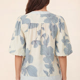Maribel Floral Stripe Trim Top (detail view 6)