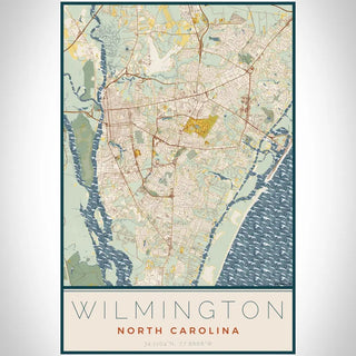 Wilmington NC Map Print Woodblock