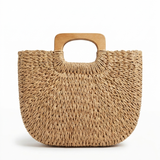 Wooden Handle Woven Purse (detail view 2)