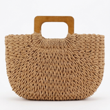 Wooden Handle Woven Purse