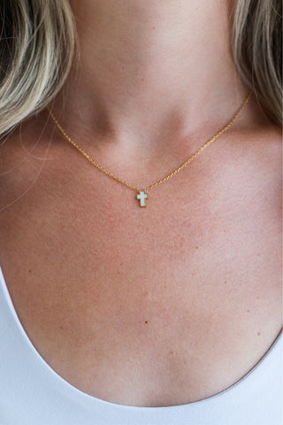 My Sister's Cottage | Waterproof | Mother of Pearl Cross Necklace