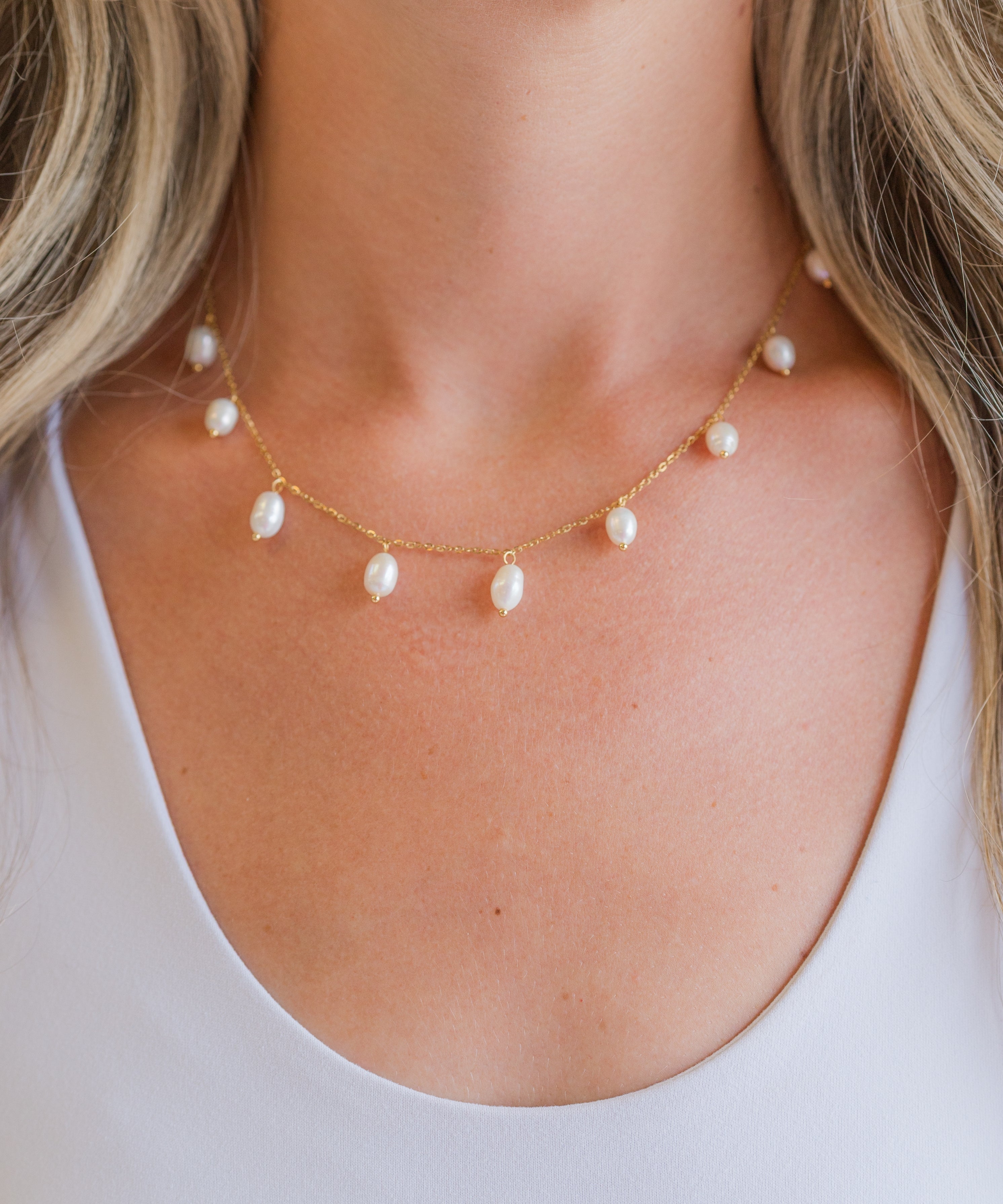 My Sister's Cottage | Waterproof | Freshwater Cultured Pearl Drop Necklace (detail view 2)