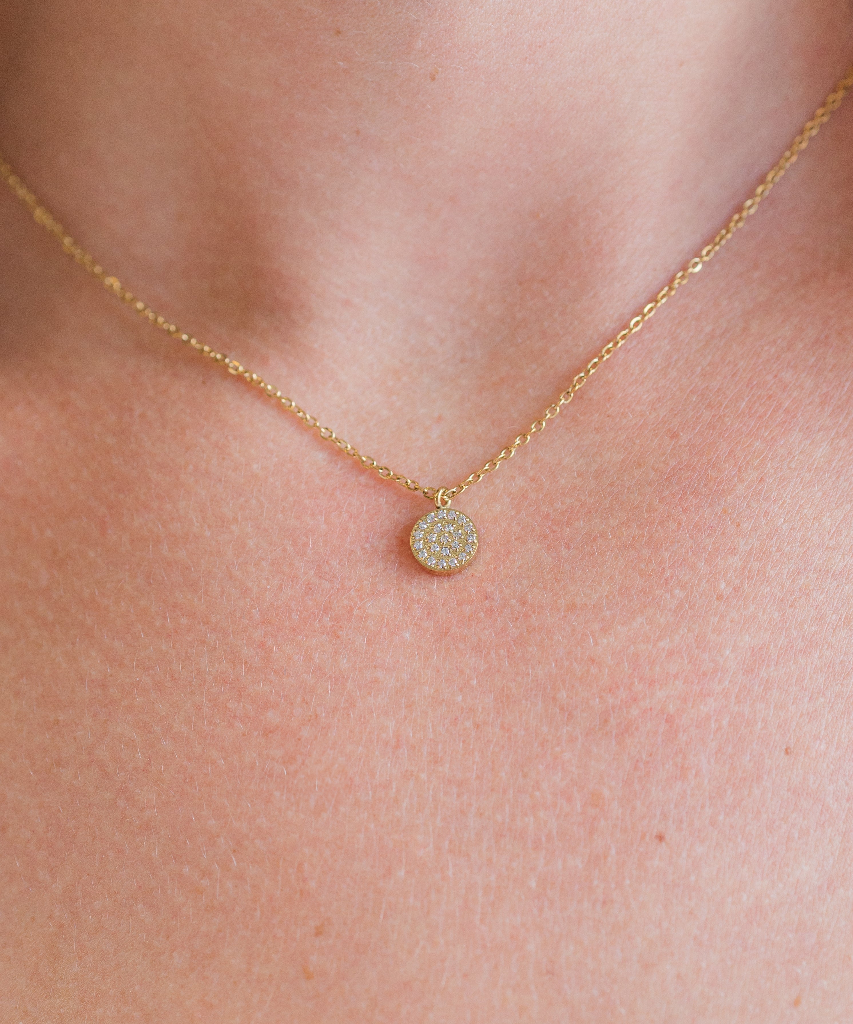 My Sister's Cottage | Waterproof | Circle Pave Necklace (detail view 2)