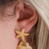 My Sister's Cottage | Waterproof | Starfish & Seashell Dangle Earrings (detail view 2)