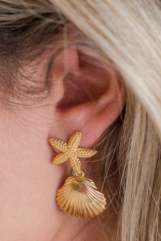 My Sister's Cottage | Waterproof | Starfish & Seashell Dangle Earrings