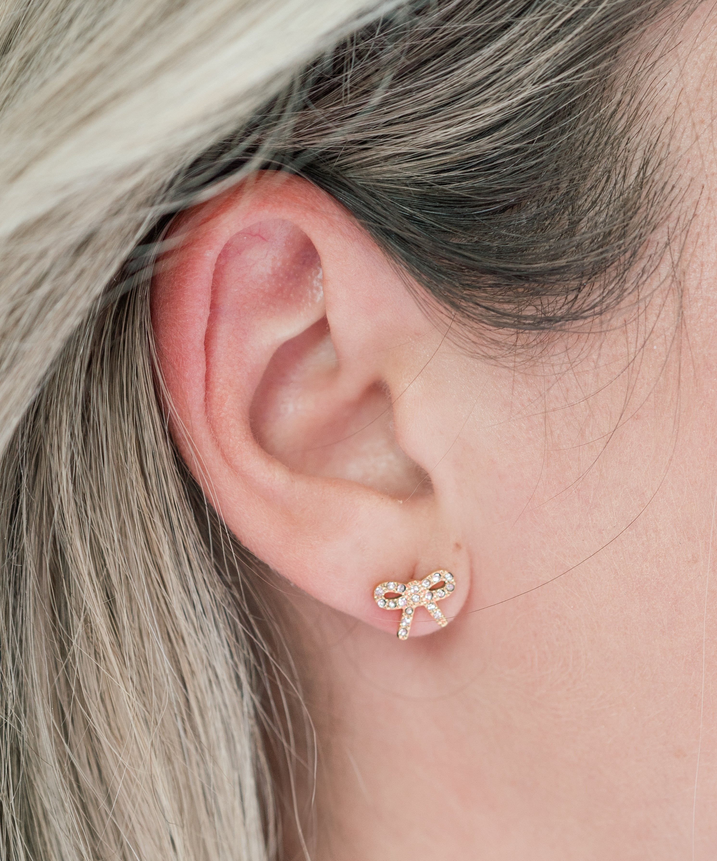 My Sister's Cottage | Waterproof | Pave Bow Earrings (detail view 2)