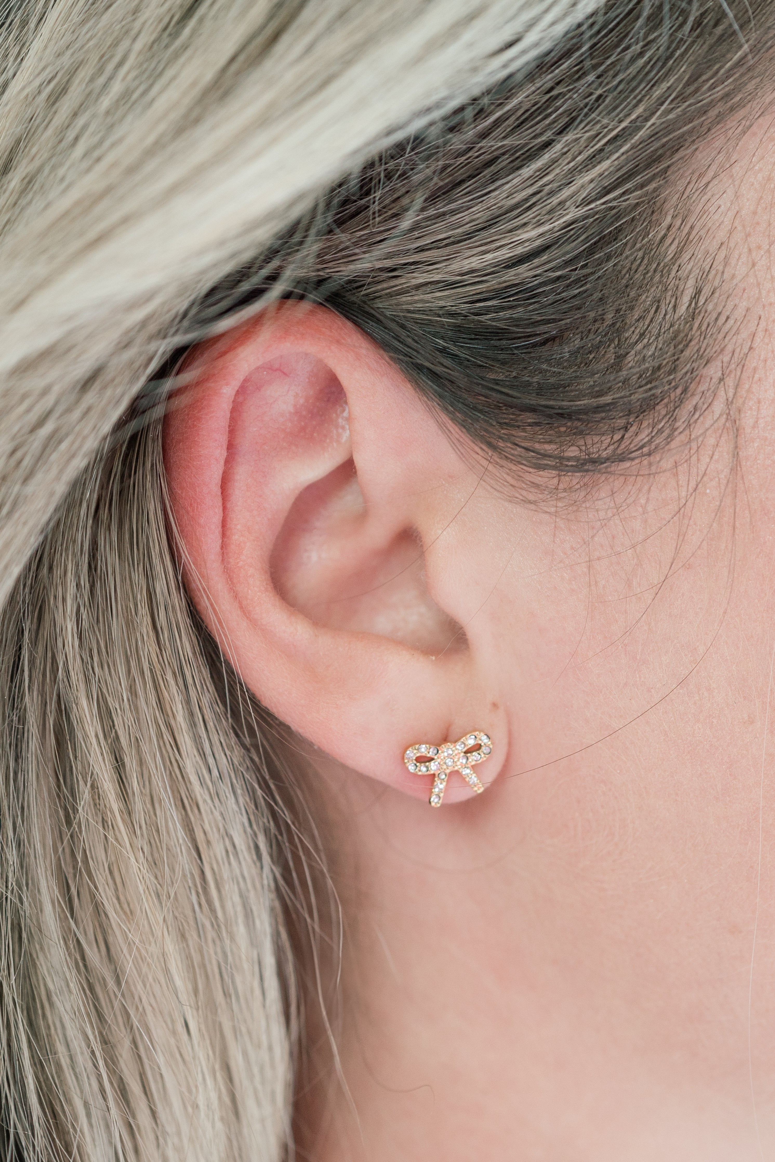 My Sister's Cottage | Waterproof | Pave Bow Earrings (detail view 2)