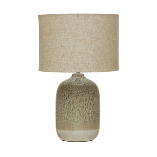 Stoneware Table Lamp with Linen Shade