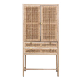 Woven Cane & Beech Wood Cabinet