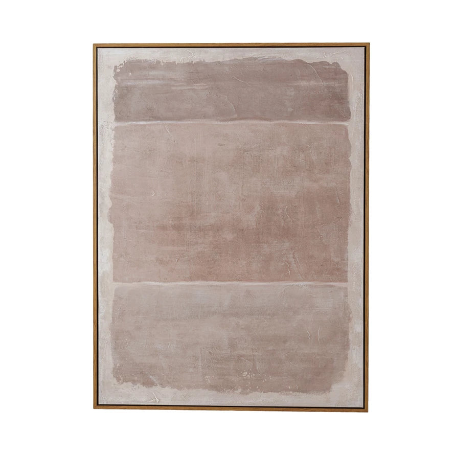 Hand-Painted Wood Framed Abstract Design Canvas