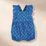 Blue Block Print Romper