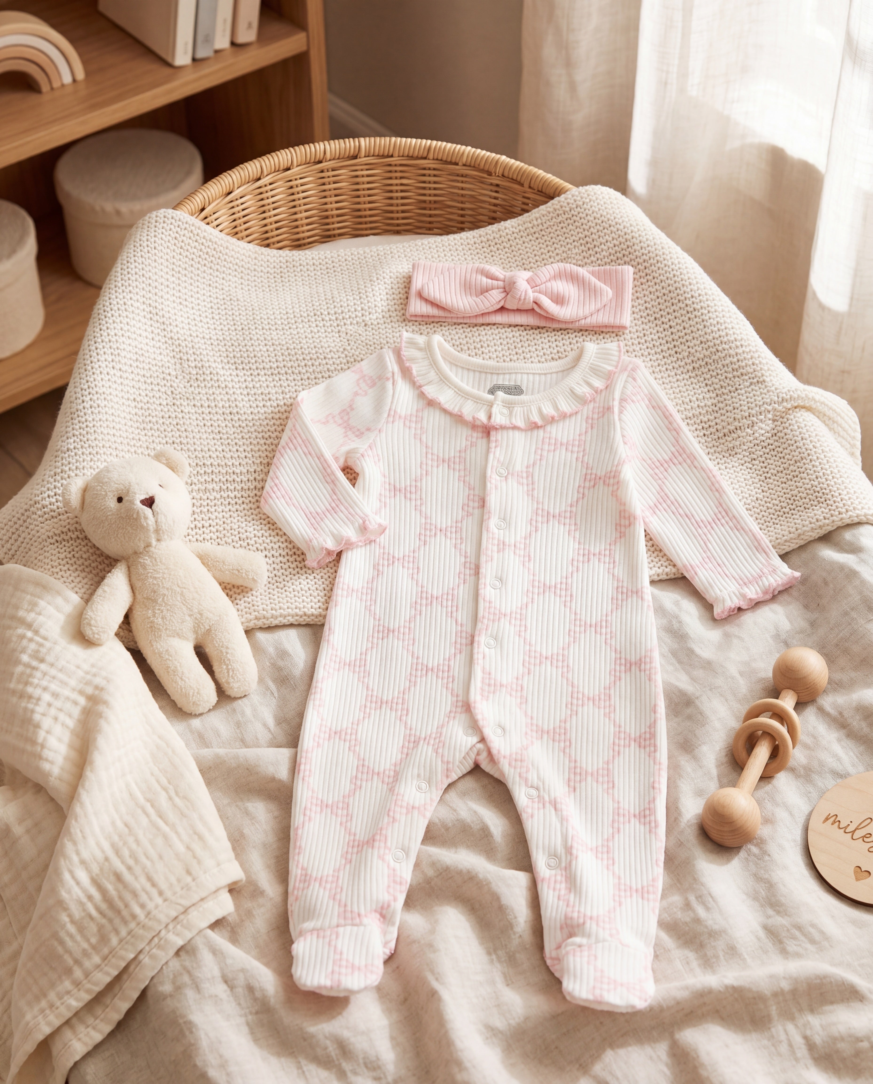 Bow Print Sleeper & Headband Set (detail view 2)