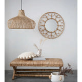 Woven Water Hyacinth & Mahogany Wood Bench, Natural