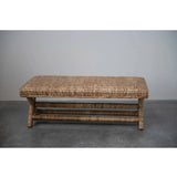 Woven Water Hyacinth & Mahogany Wood Bench, Natural