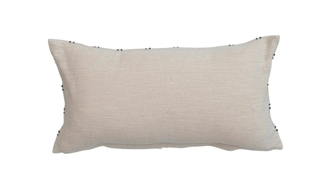 Grid Pattern Lumbar Pillow, Blue and Natural
