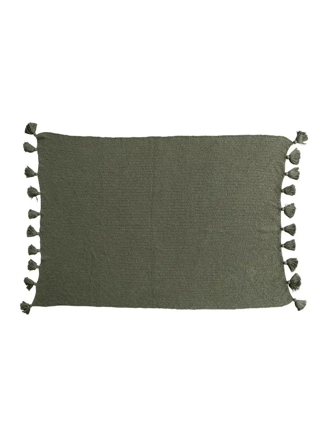 Olive Knit Throw w/ Tassels