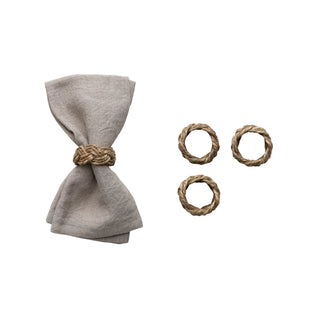 Braided Seagrass Napkin Ring displayed with napkin.