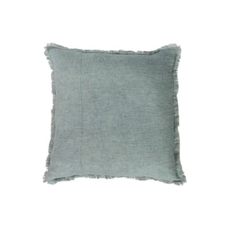 Linen Pillow w/ Fringe - Blue