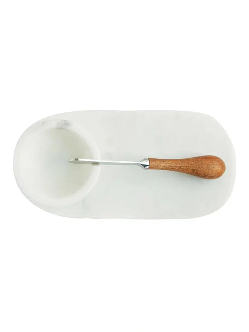 Marble Serving Board, Bowl and Knife