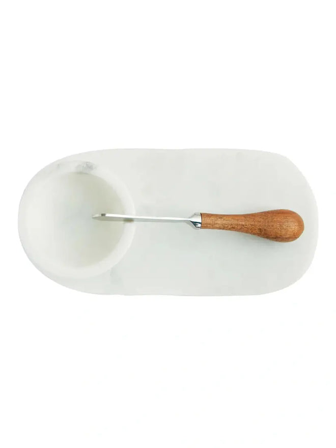 Marble Serving Board, Bowl and Knife