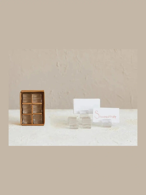 Glass Cube Place Card Holder