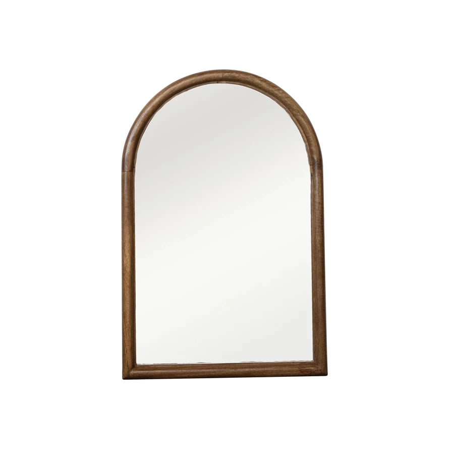 Arched Wood Frame Wall Mirror